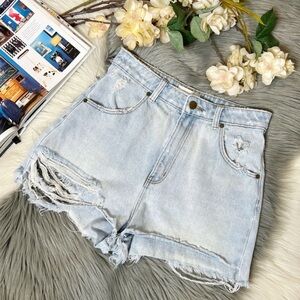 ROLLA’S High Rise Relaxed Dusters Women’s Light Wash Distressed Shorts Sz 26